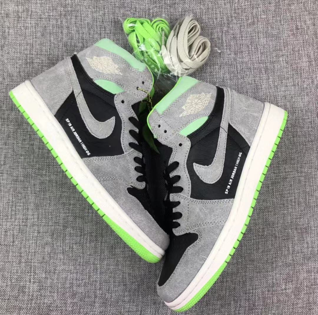 Women Air Jordan 1 Retro High OG Ash Grey Green Shoes